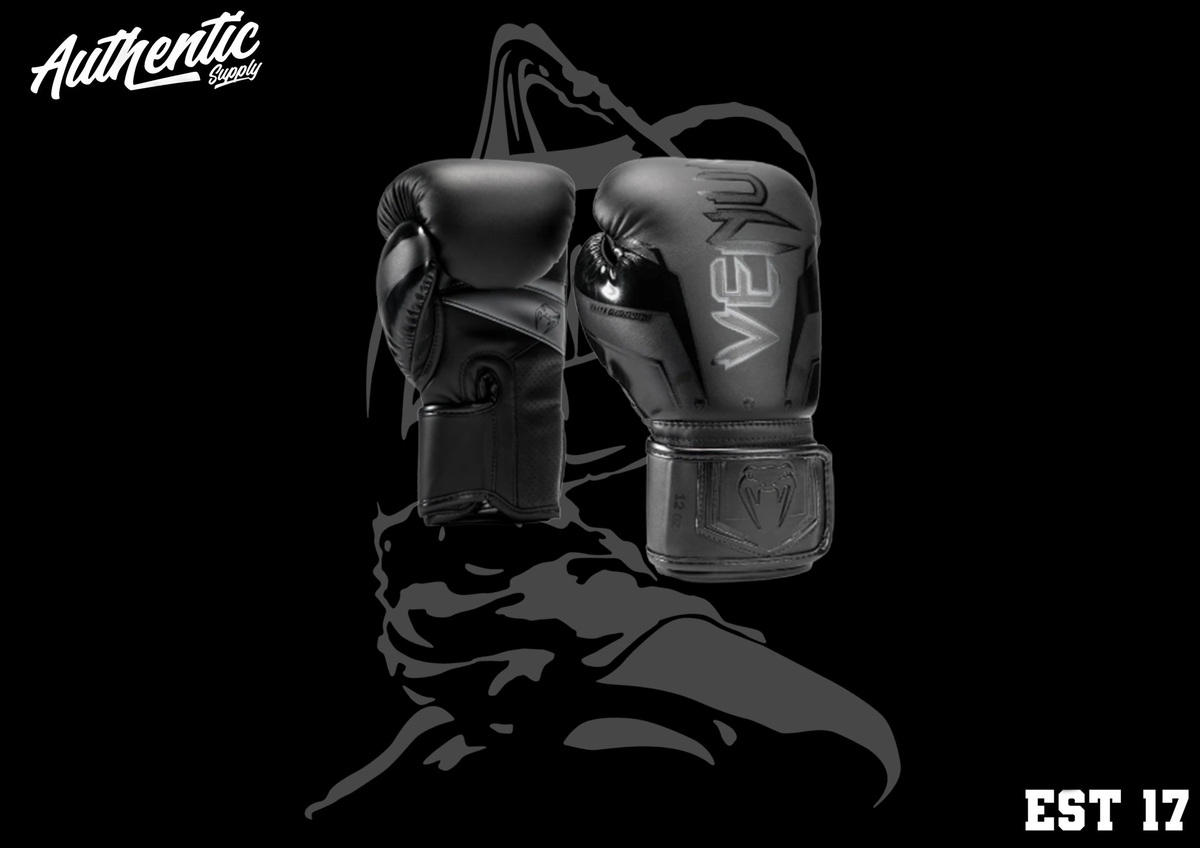 Venum Elite Evo Boxing Gloves Black/Black | AMTS